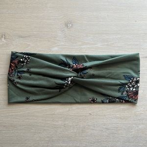Green Floral Turban Twist Headband